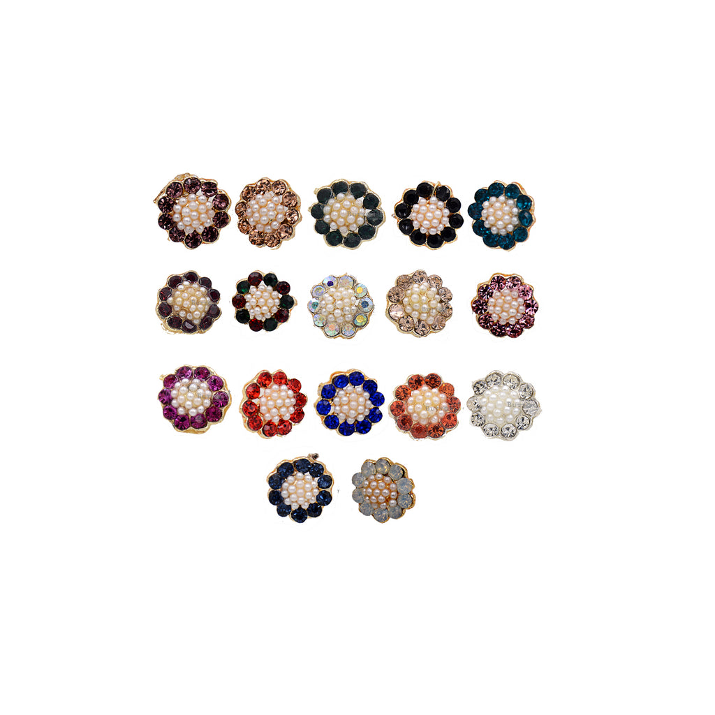 Sun Flower With Stone Fancy Button