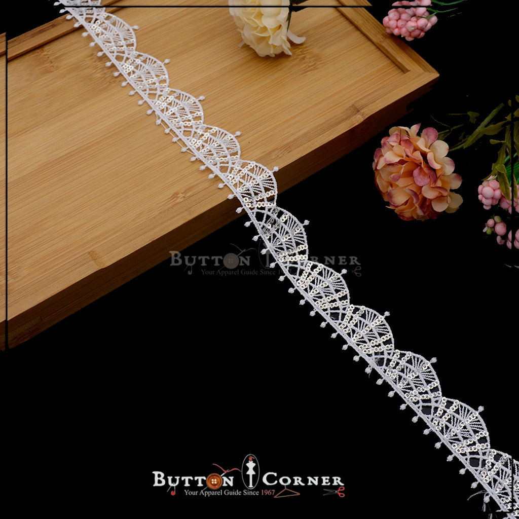 One Side Border Shuttle Sequence Lace