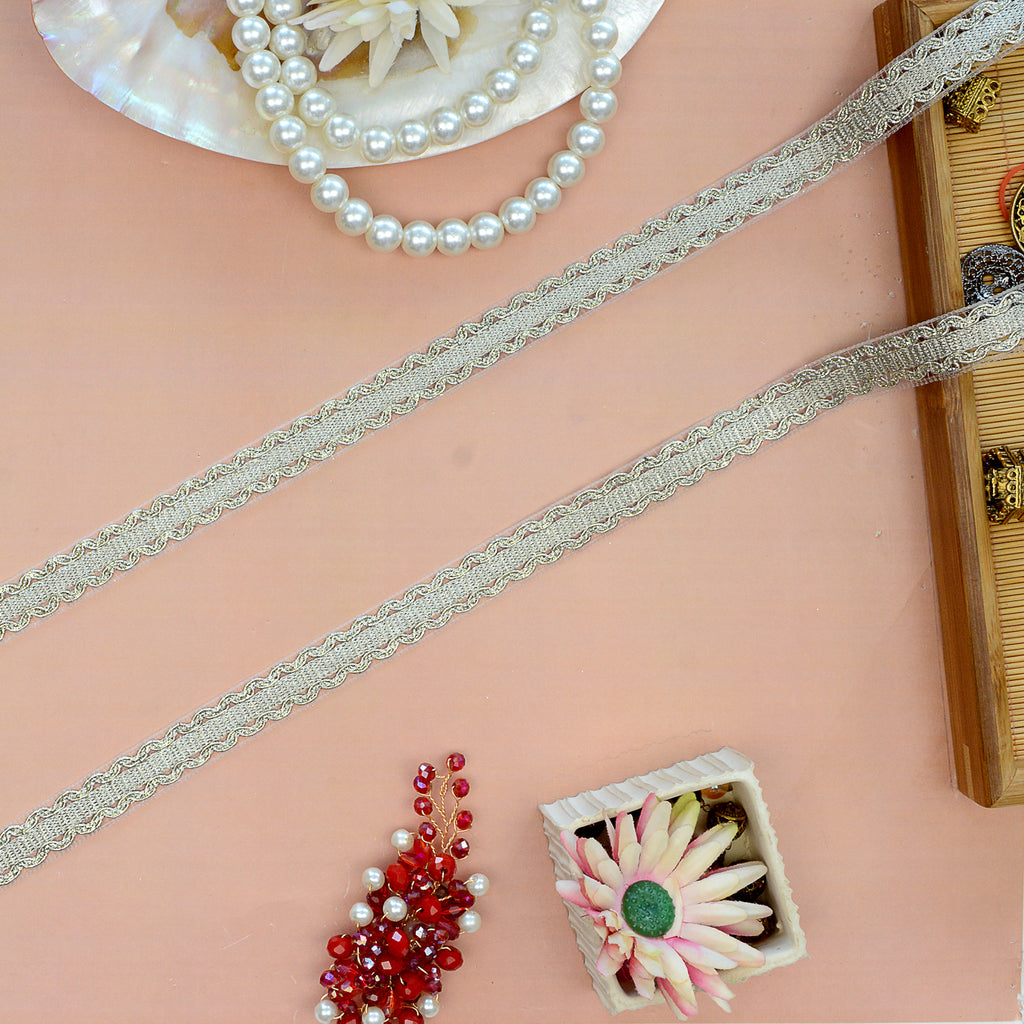 Double Side Border Metallic Yarn Lace