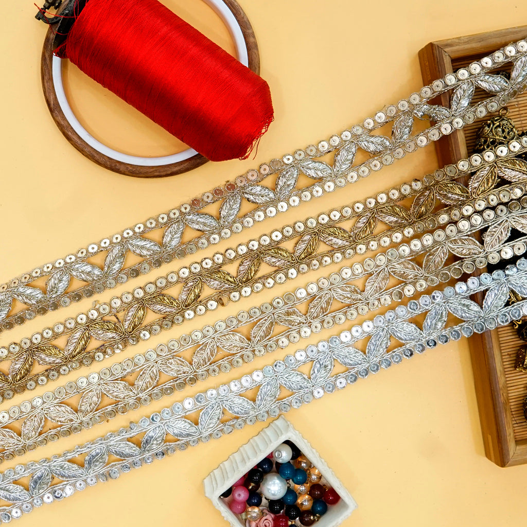 Fancy Metallic Yarn Sequence Lace