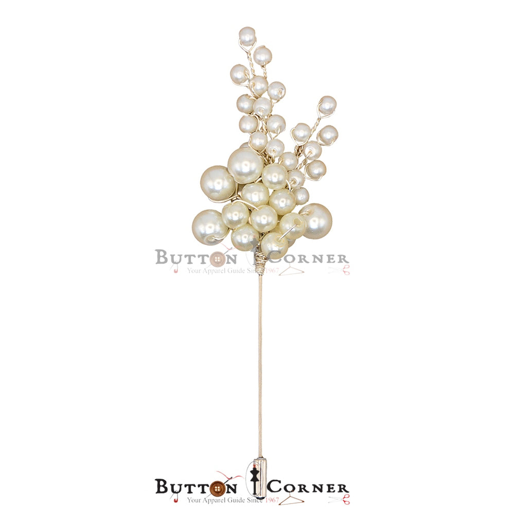 Wire Twig Bunch Of Pearl Lapel Pin