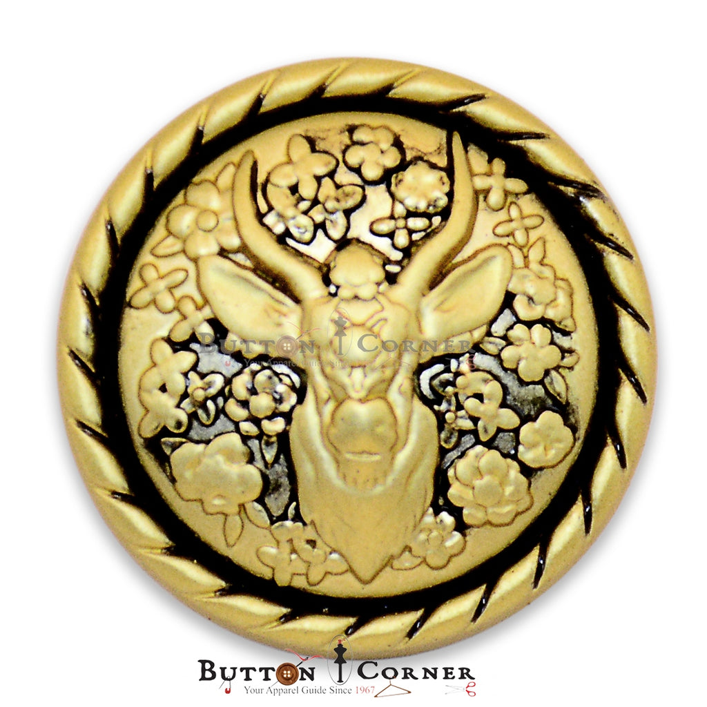 Round Shape Reindeer/Elk Metal Button
