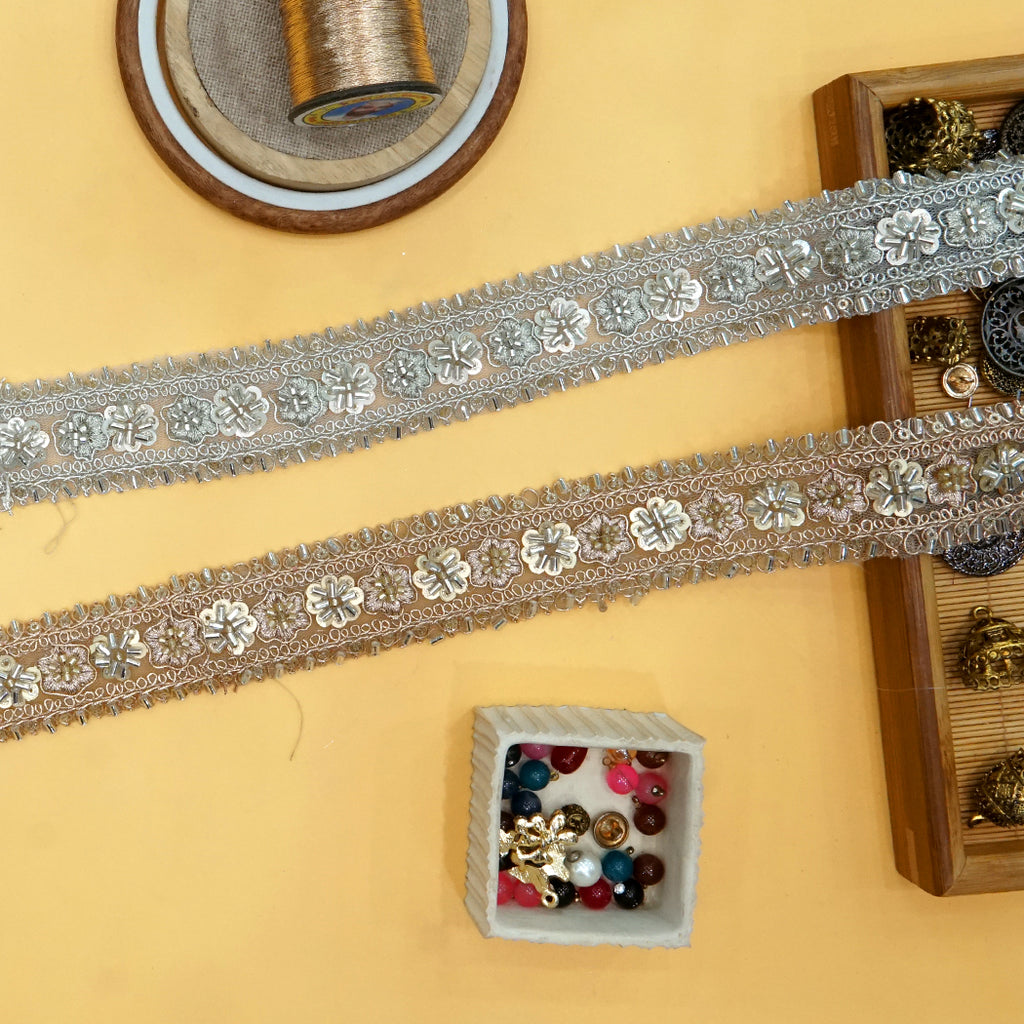 Fancy Glass Beads Sequence Lace