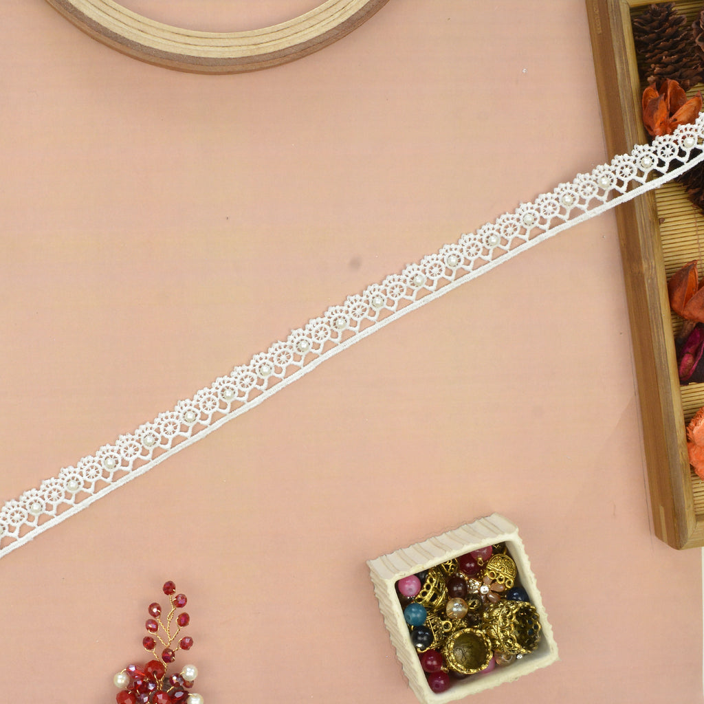 One Side Border Lace With Pearl
