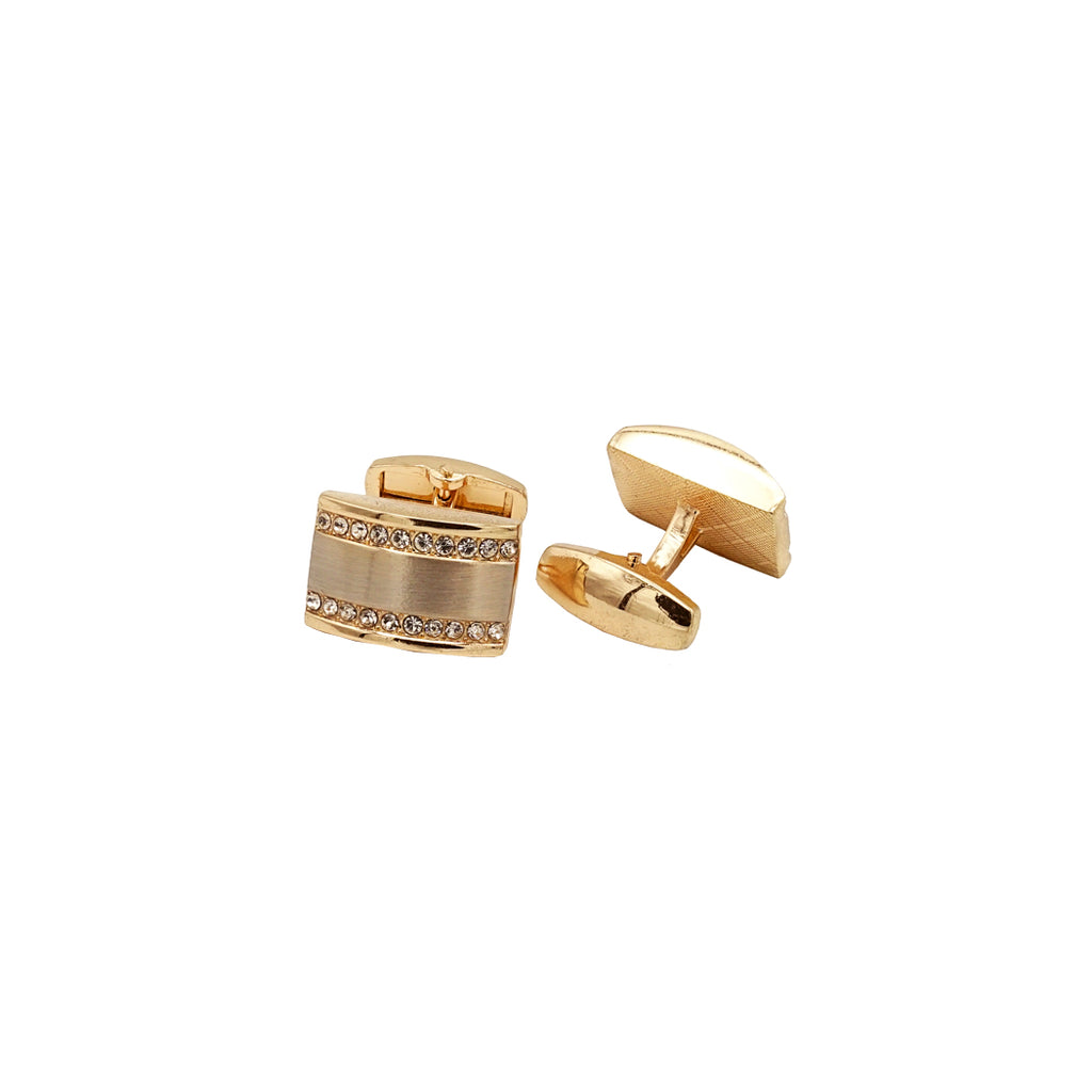 Double Row Crystals Classic Design Cufflink