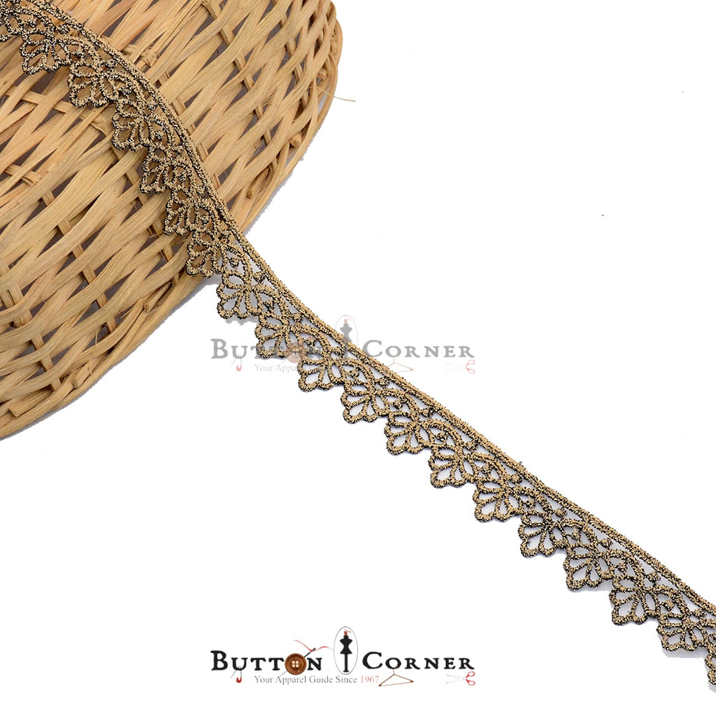 One Side Border Metallic Yarn Lace