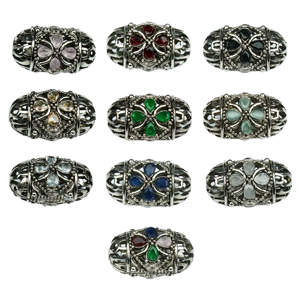 Ancient Silver Base Fancy Kundan Ball