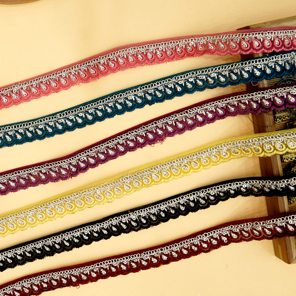Fancy Metallic Yarn Sequence Lace