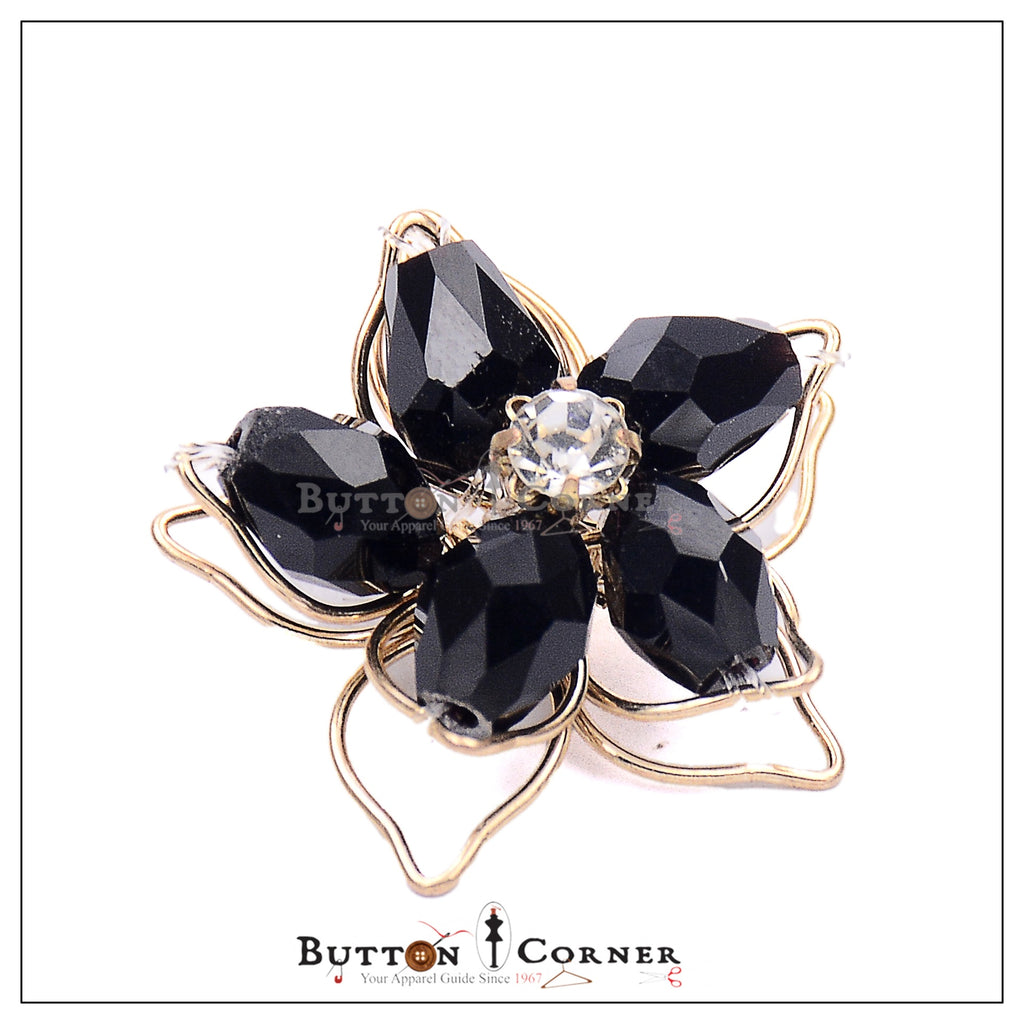 Star Shape Crystal In Wire Fancy Button