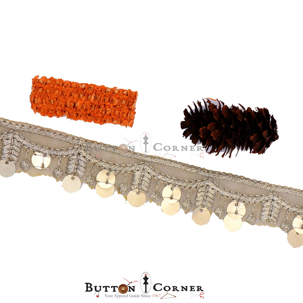 One Side Metallic Yarn Sequence Lace