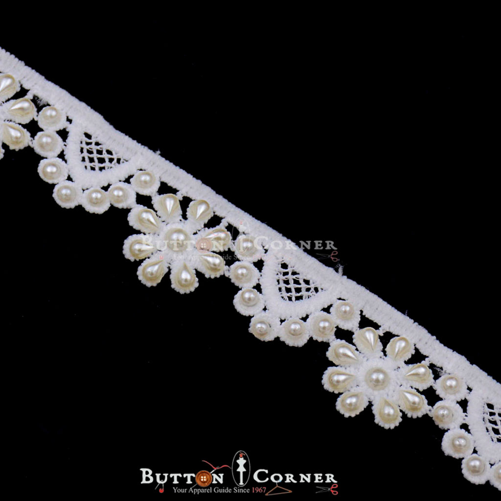 One Side Border Pearl Shuttle Lace