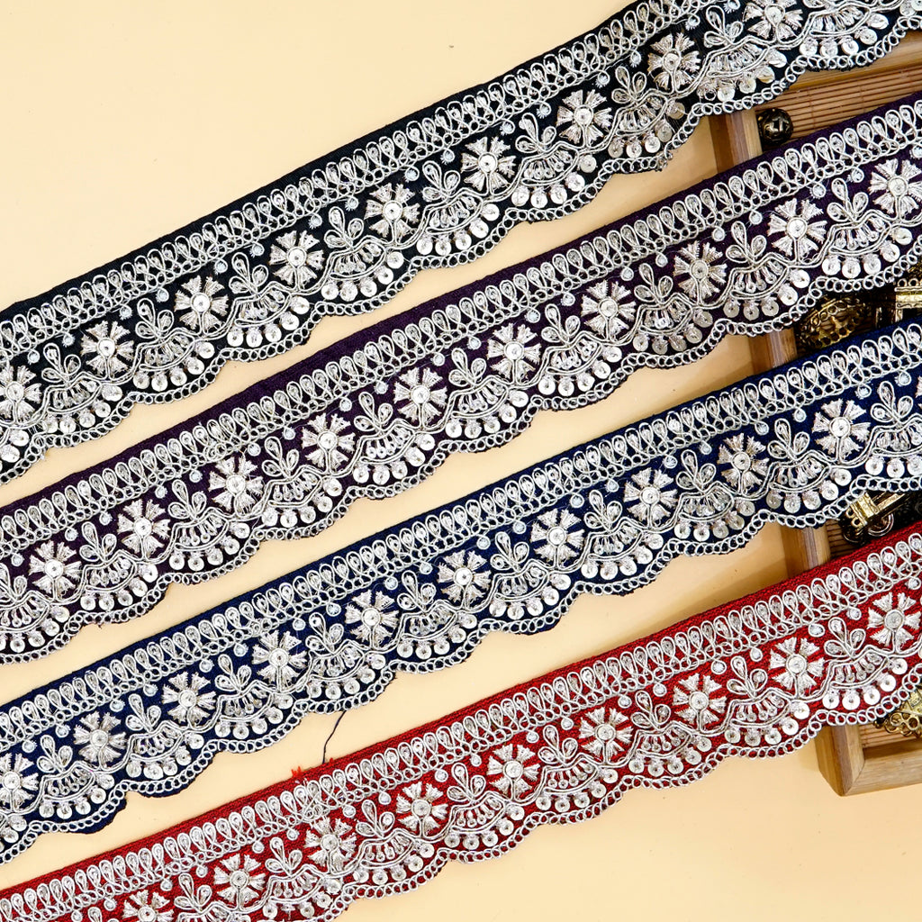 Fancy Metallic Yarn Sequence Lace