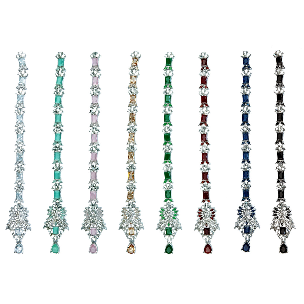 Silver Base Fancy Kundan Button Patti
