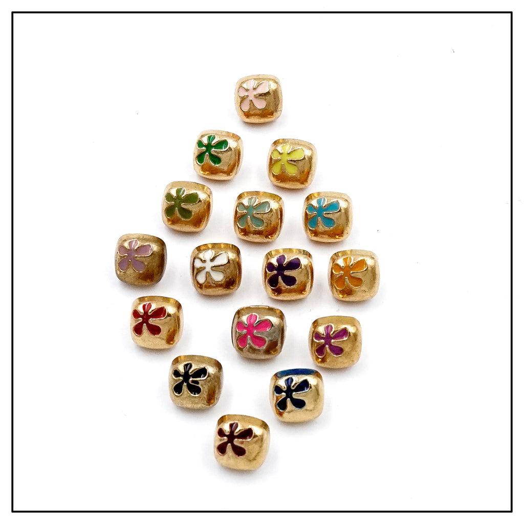 Flower Design Square Shape Shank Button