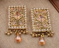 Fancy Button With Pearls & Stone