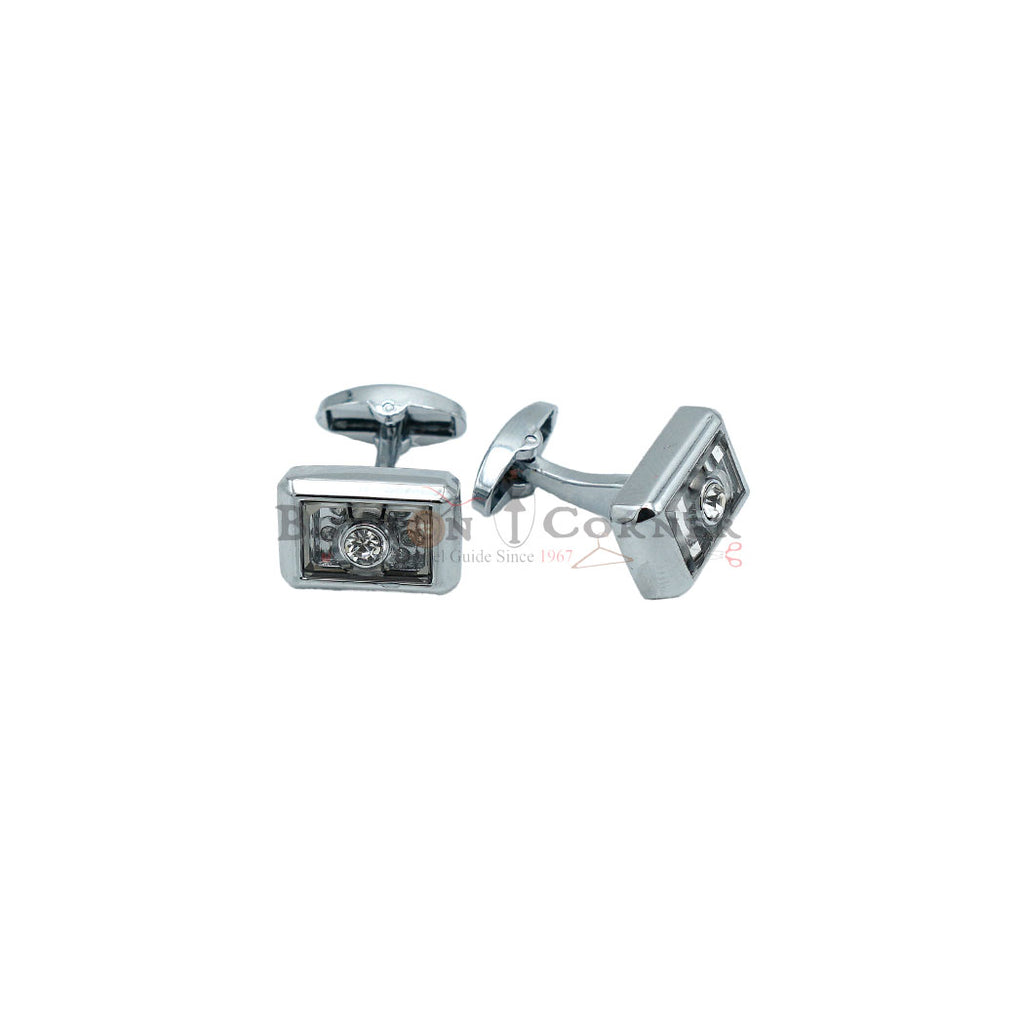 Silver Plated Gemstone Rectangular Cufflink