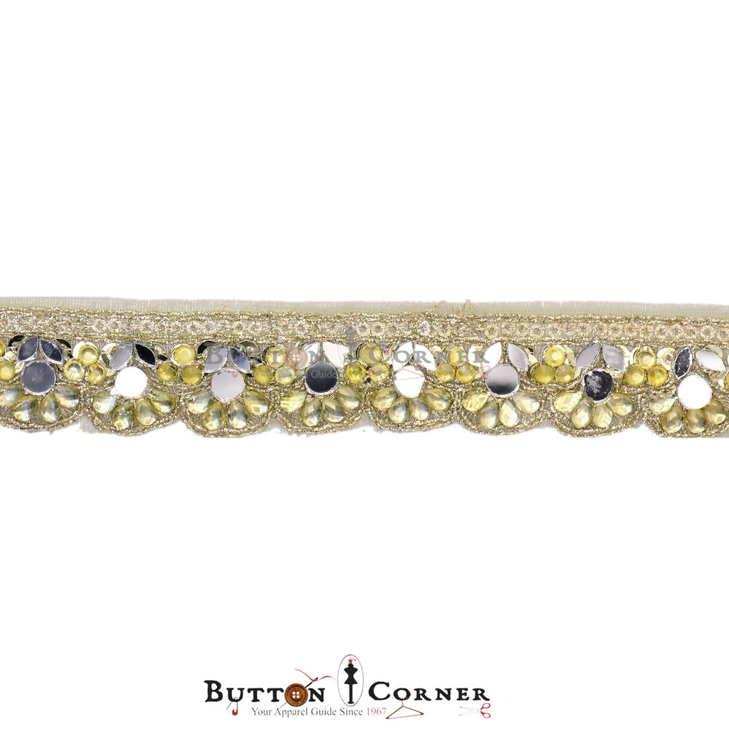 Fancy Gota Lace With Mirror & Stone