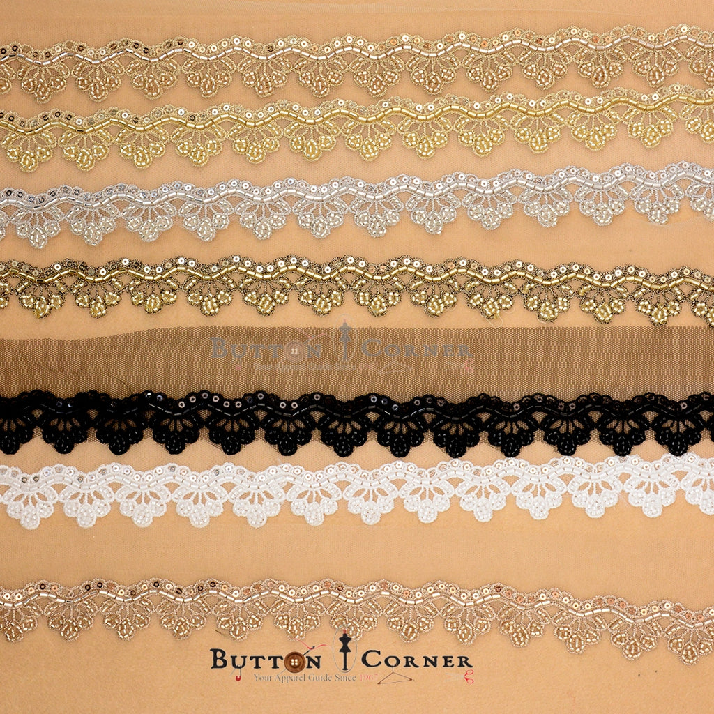 Fancy Glass Beads Sequence Lace