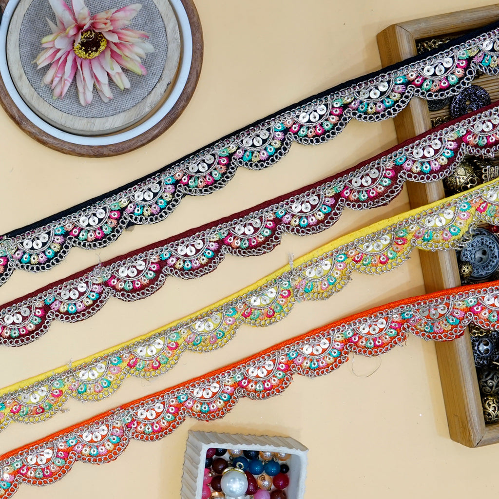 Fancy Metallic Yarn Sequence Lace