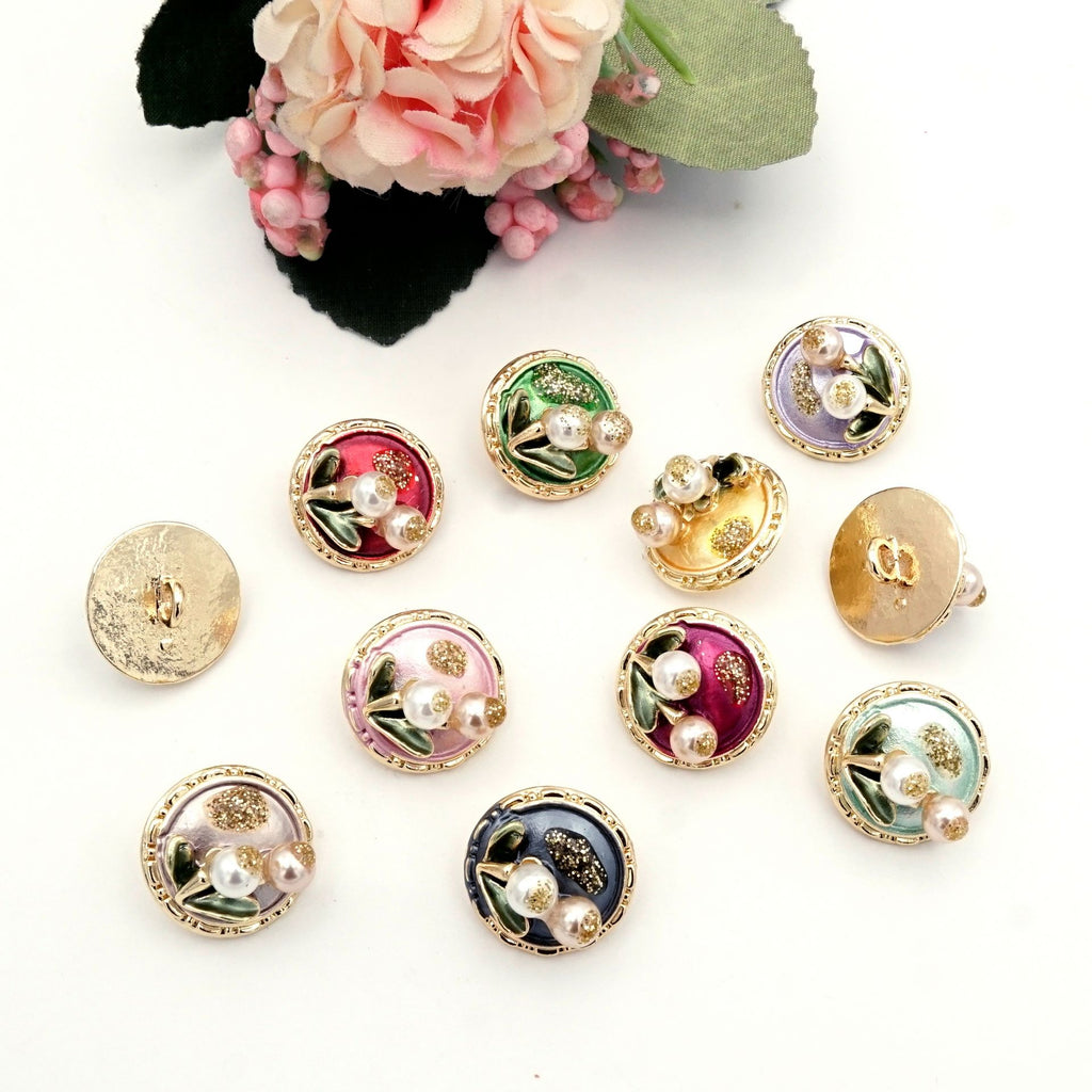 Baroque Style Button Vintage French Flair & Pearl