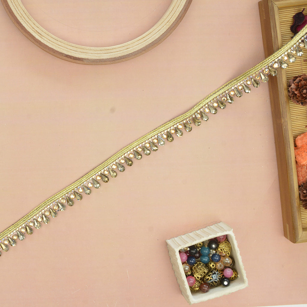 Fancy Metallic Yarn Crystal Lace