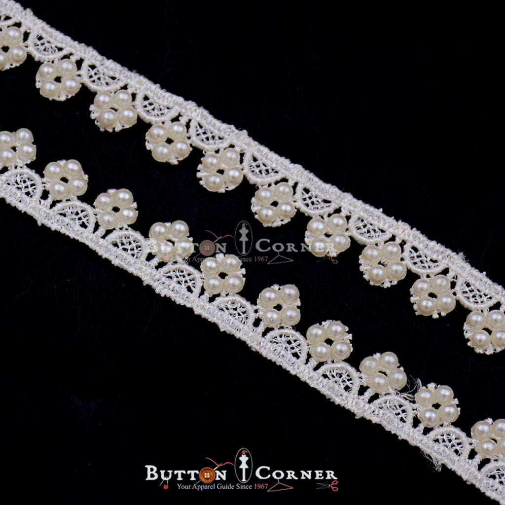 One Side Border Pearl Shuttle Lace
