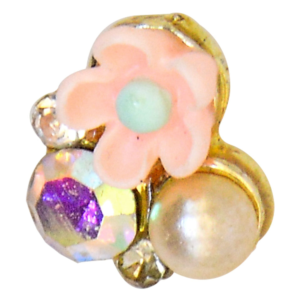 Flower With Stone & Pearl Fancy Button