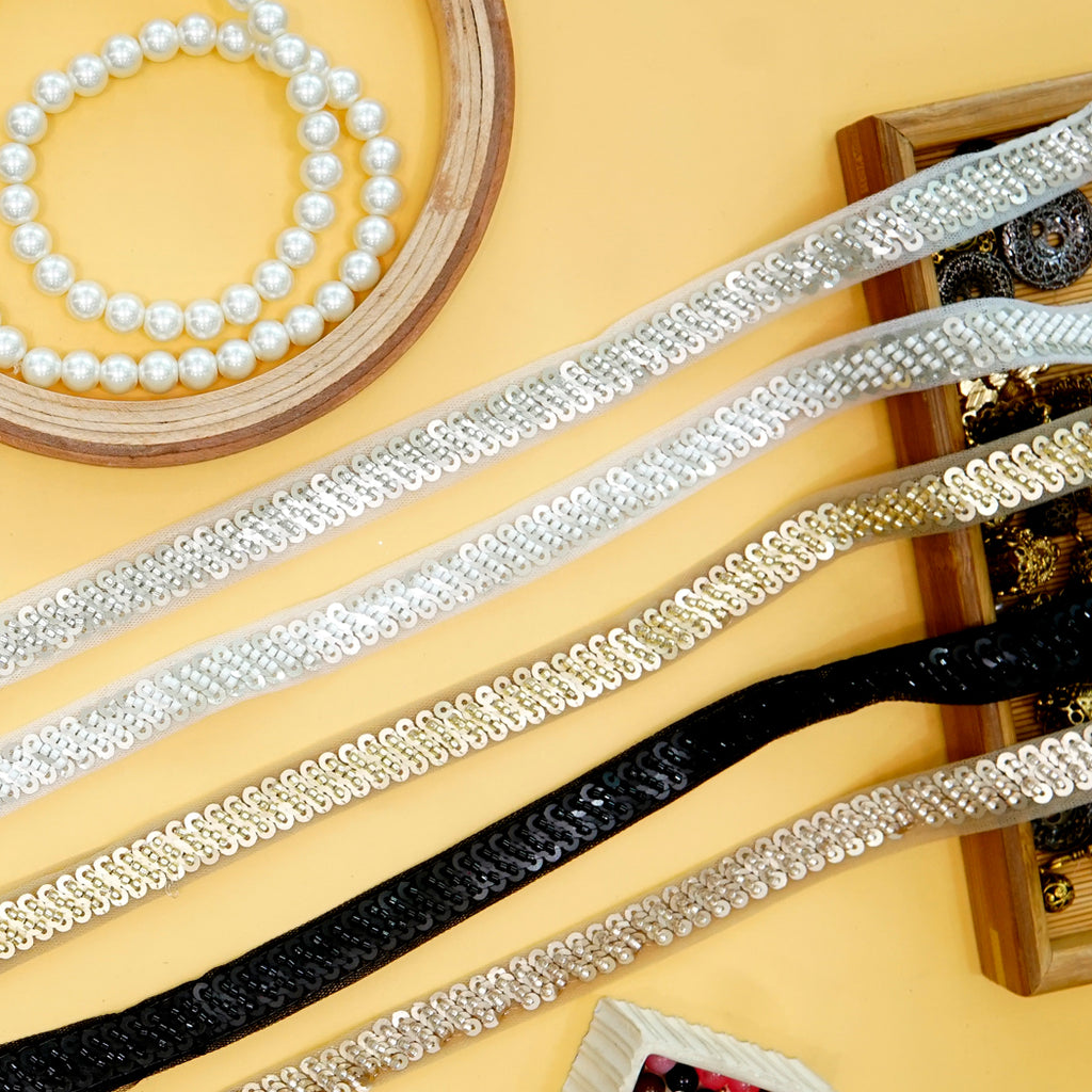 Fancy Glass Beads Sequence Lace