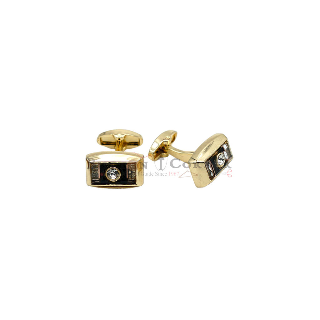 Gold Plated Gemstone Rectangular Cufflink