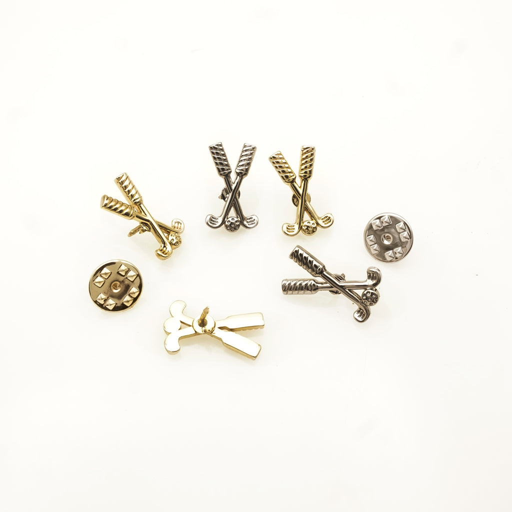 Crossed Golf Sticks With Ball Lapel Pin
