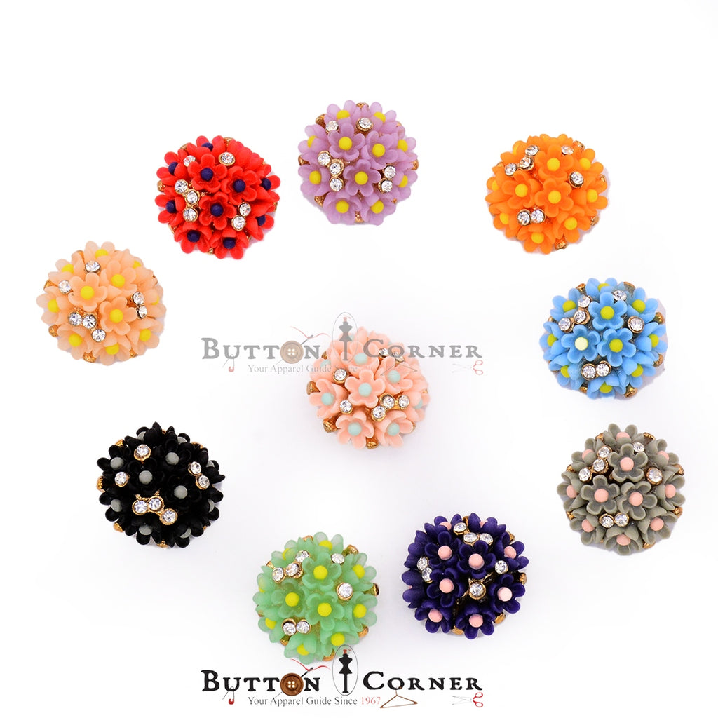 Flowers Design Fancy Button