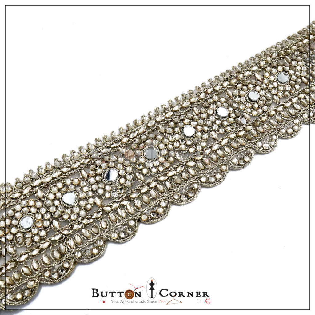 Fancy Metallic Yarn Kundan Lace