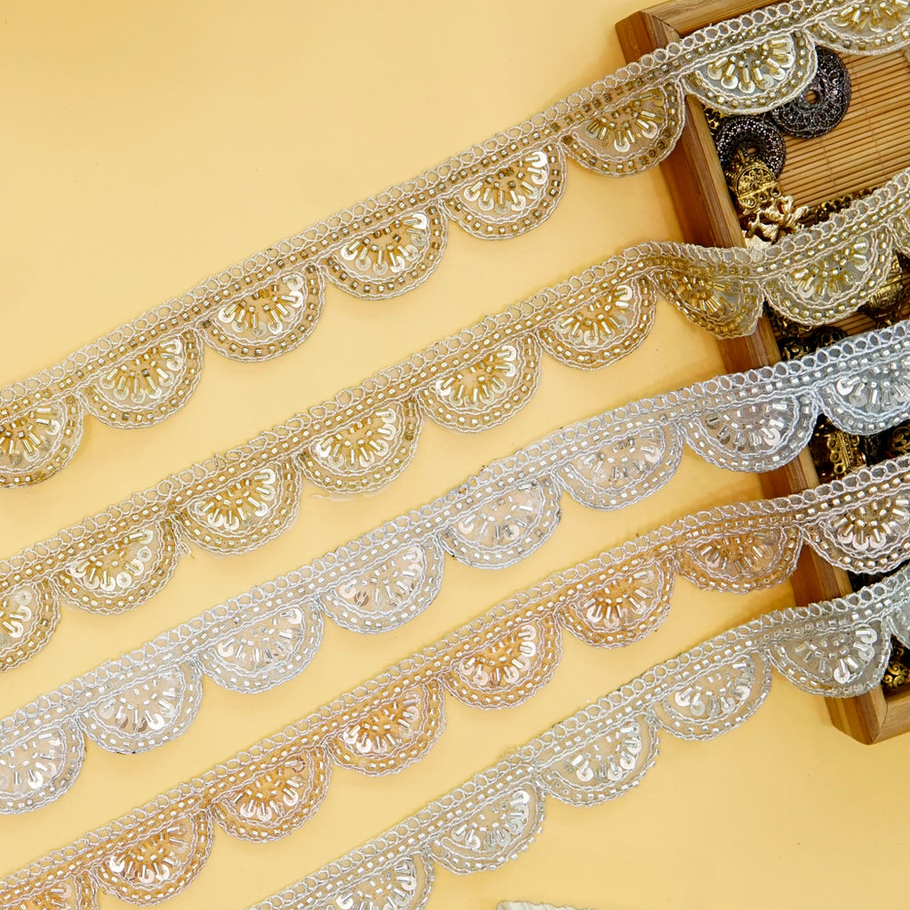 Fancy Glass Beads Sequence Lace