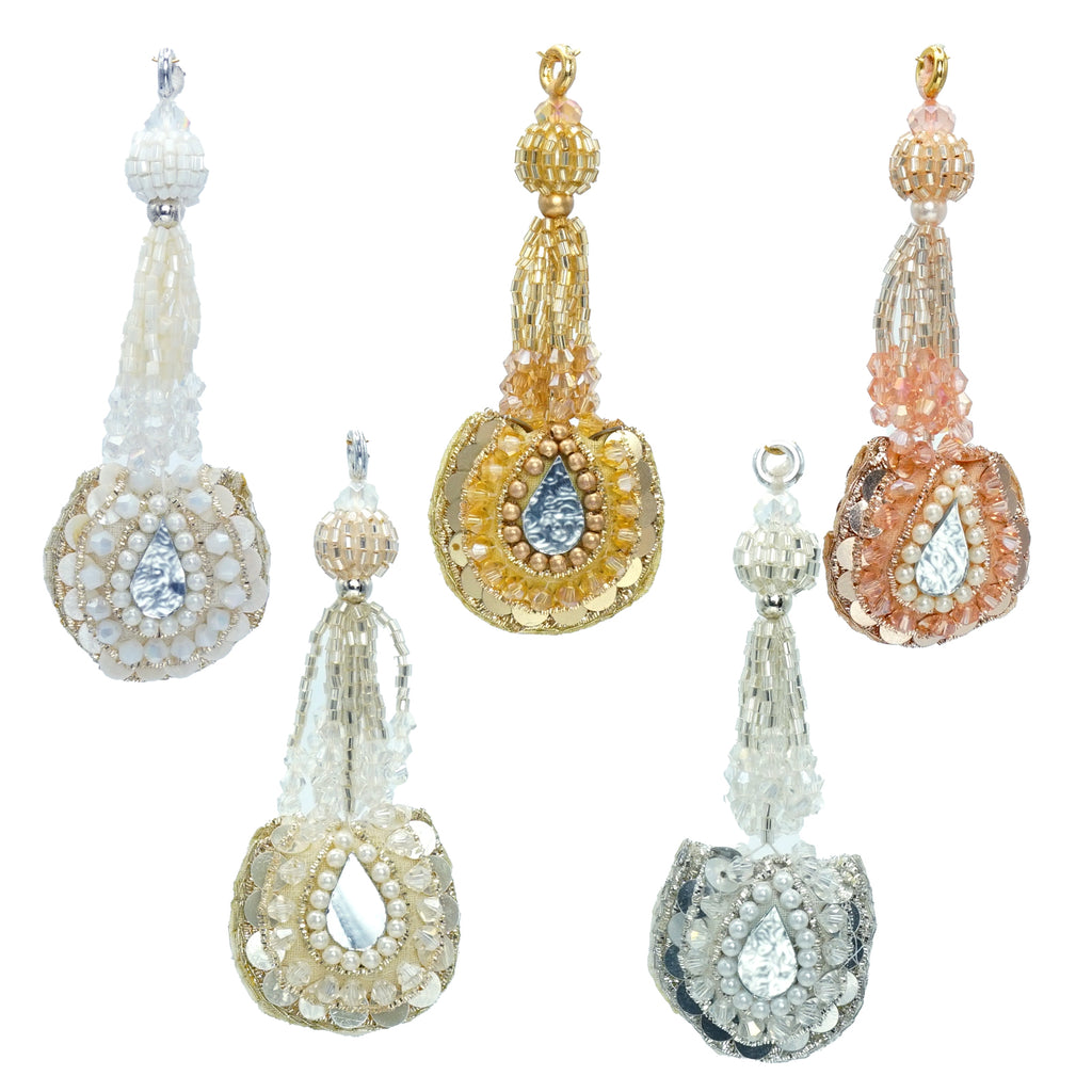 Fancy Glass Beads Mirror Tassel