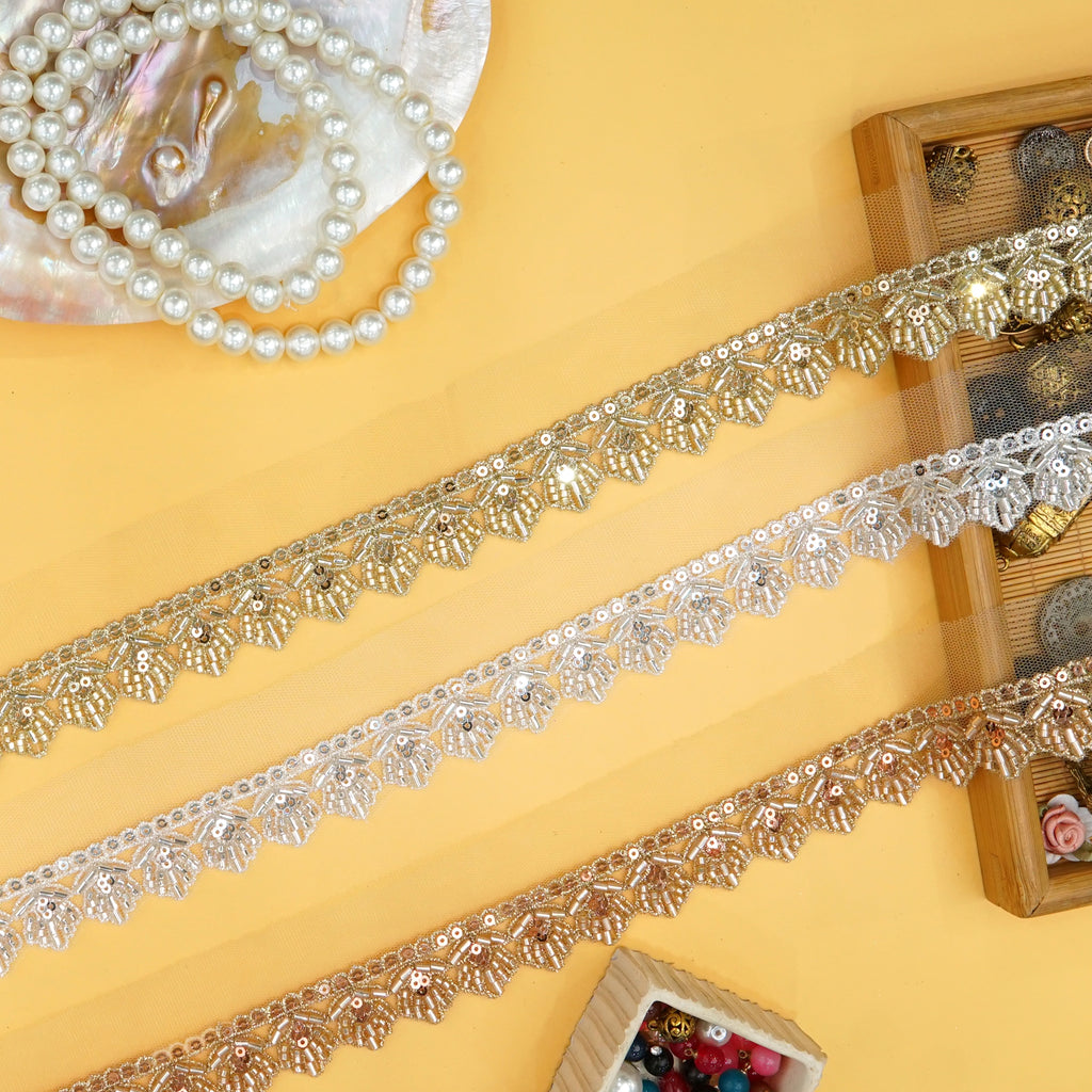 Fancy Glass Beads Sequence Lace