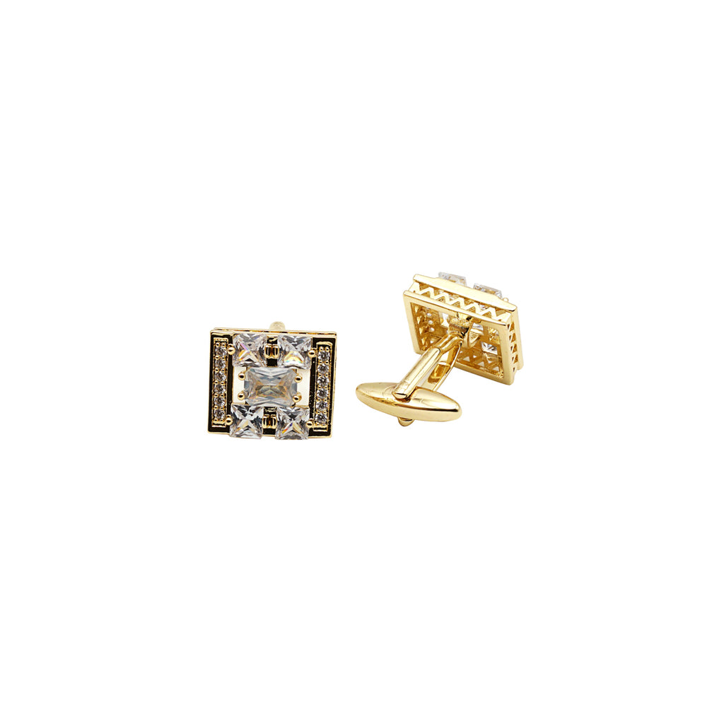 Gold Plated Crystal Square Cufflink