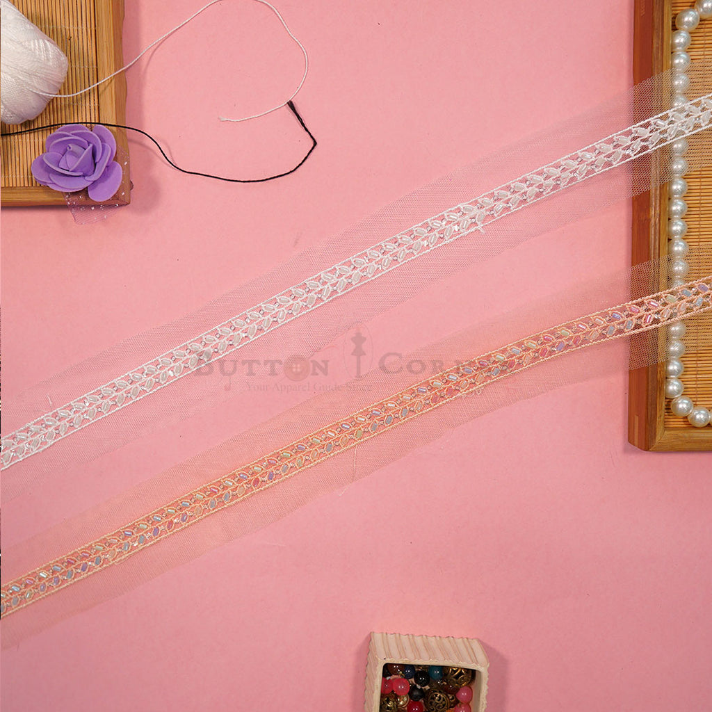 Fancy Glass Beads Sequence Lace