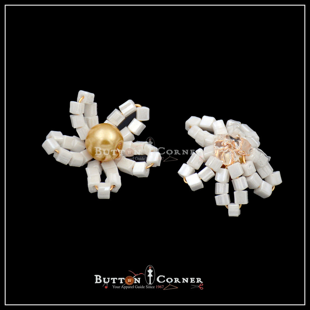 Hand Made Glass Beads Flower Button
