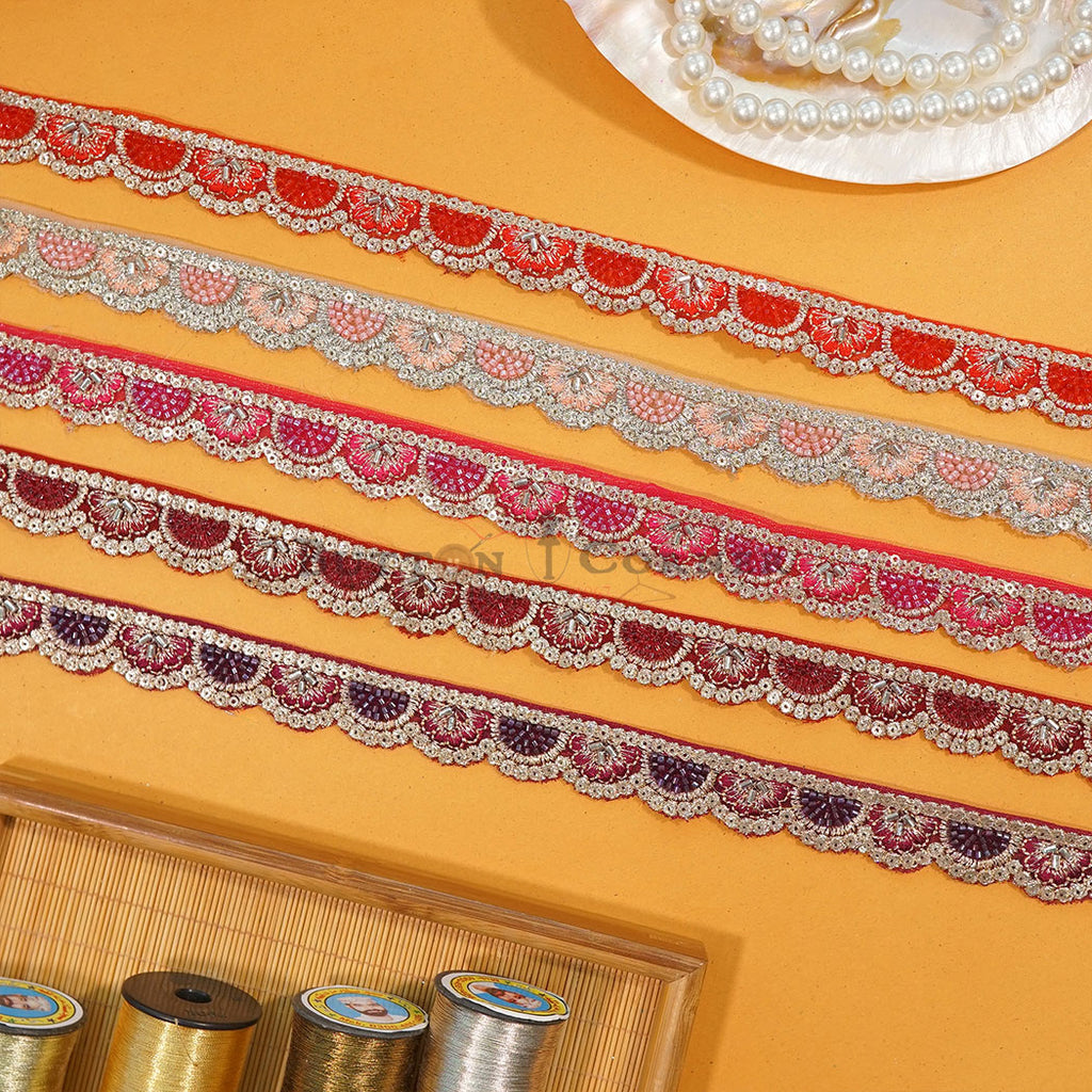 Fancy Glass Beads Sequence Lace