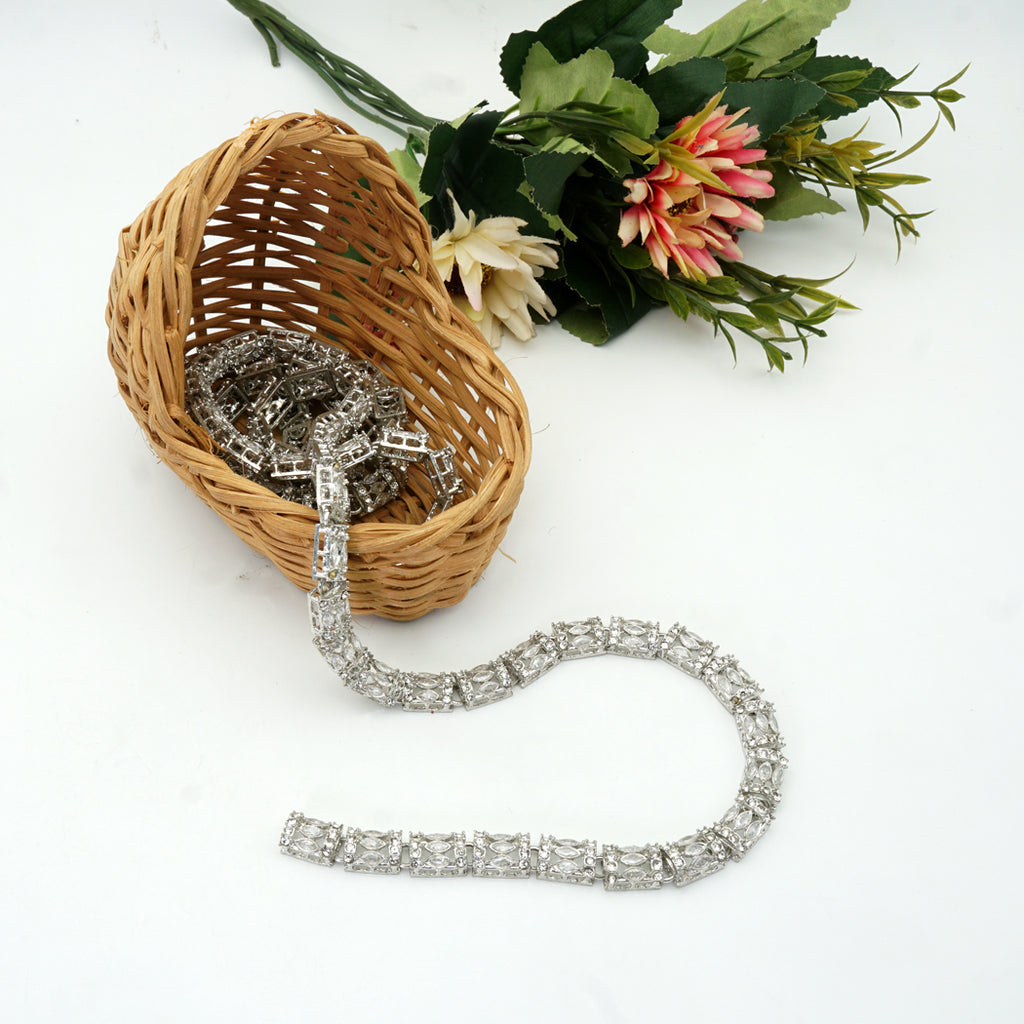 Silver Base Fancy Kundan Lace