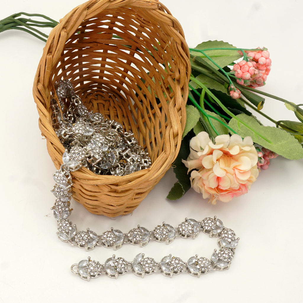 Silver Base Fancy Kundan Lace