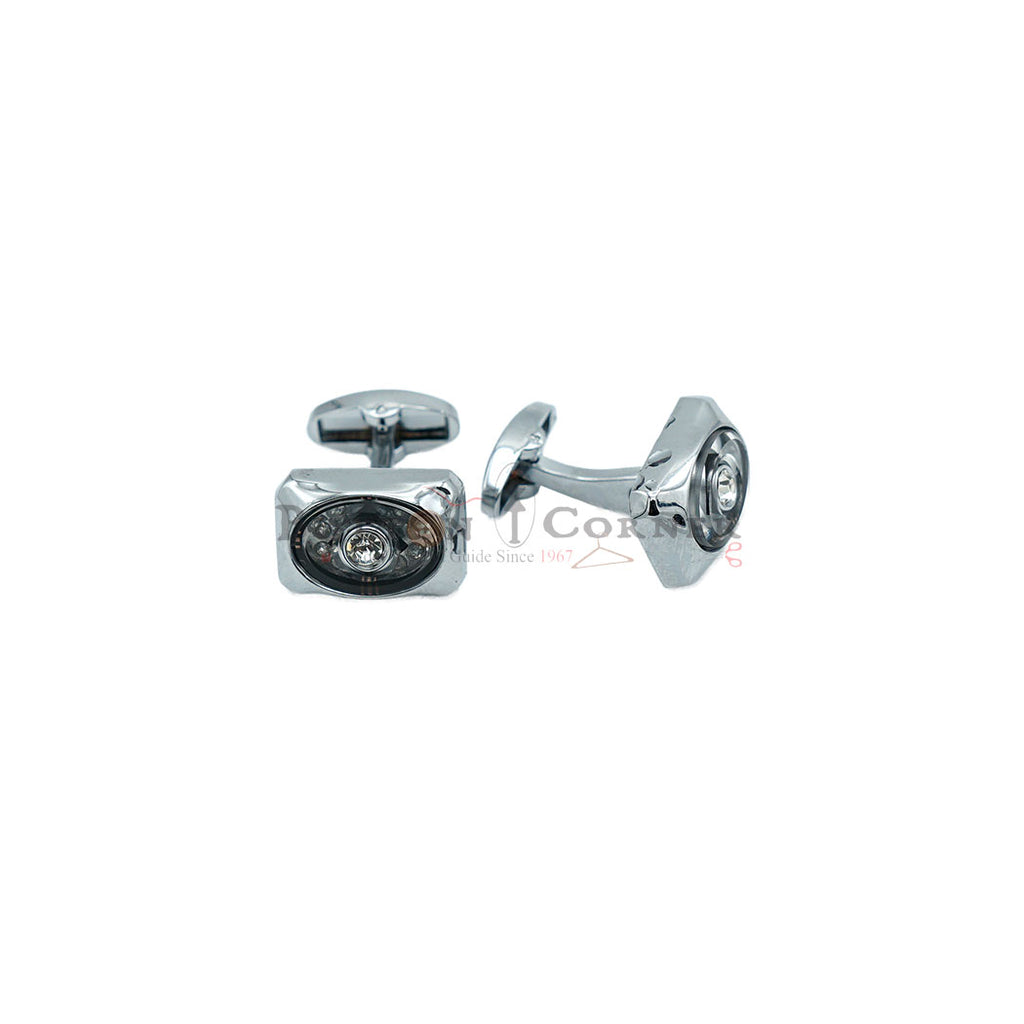Silver Plated Gemstone Rectangular Cufflink