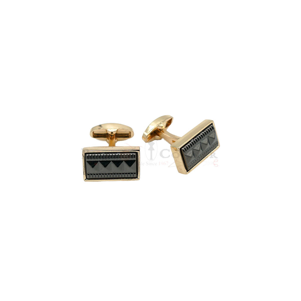 Gold Plated Geometric Pattern Cufflink