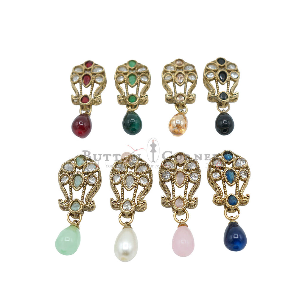 Gold Base Fancy Kundan Button