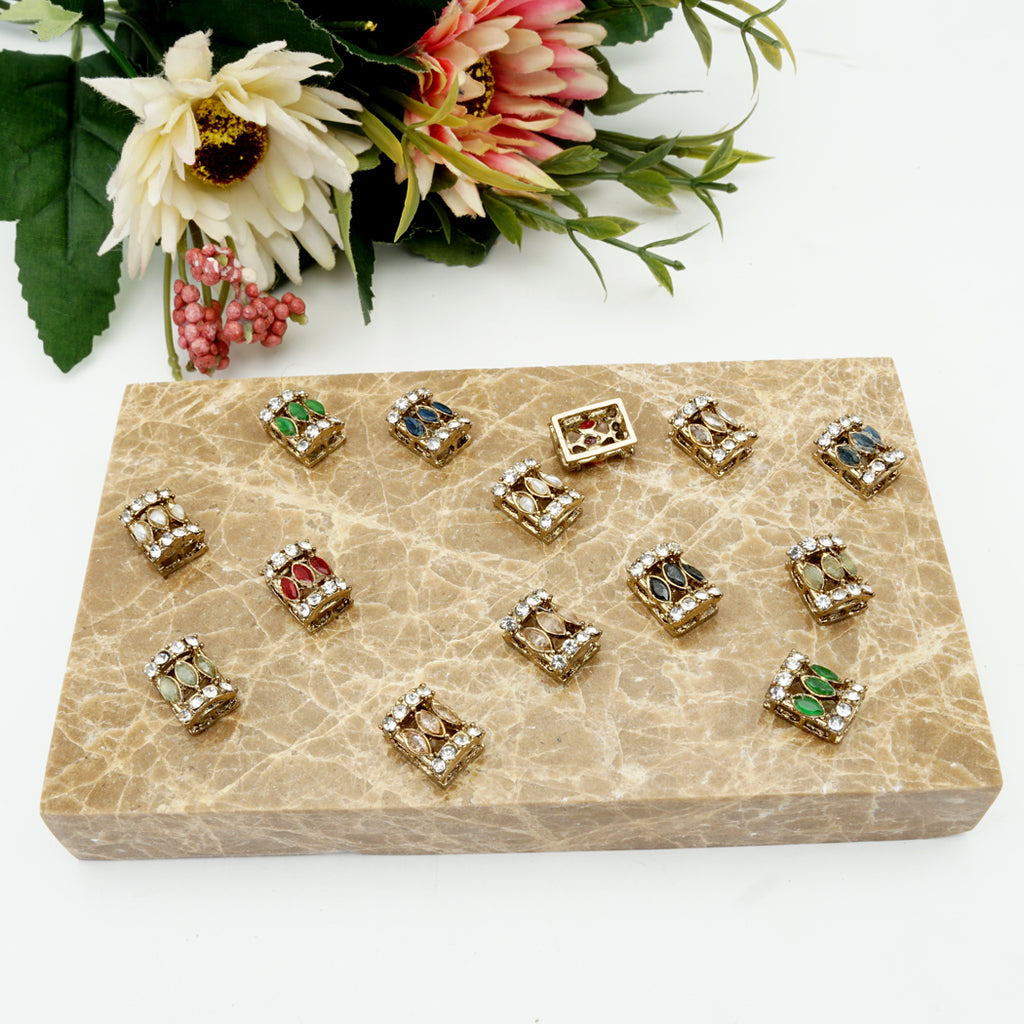 Gold Base Fancy Kundan Button