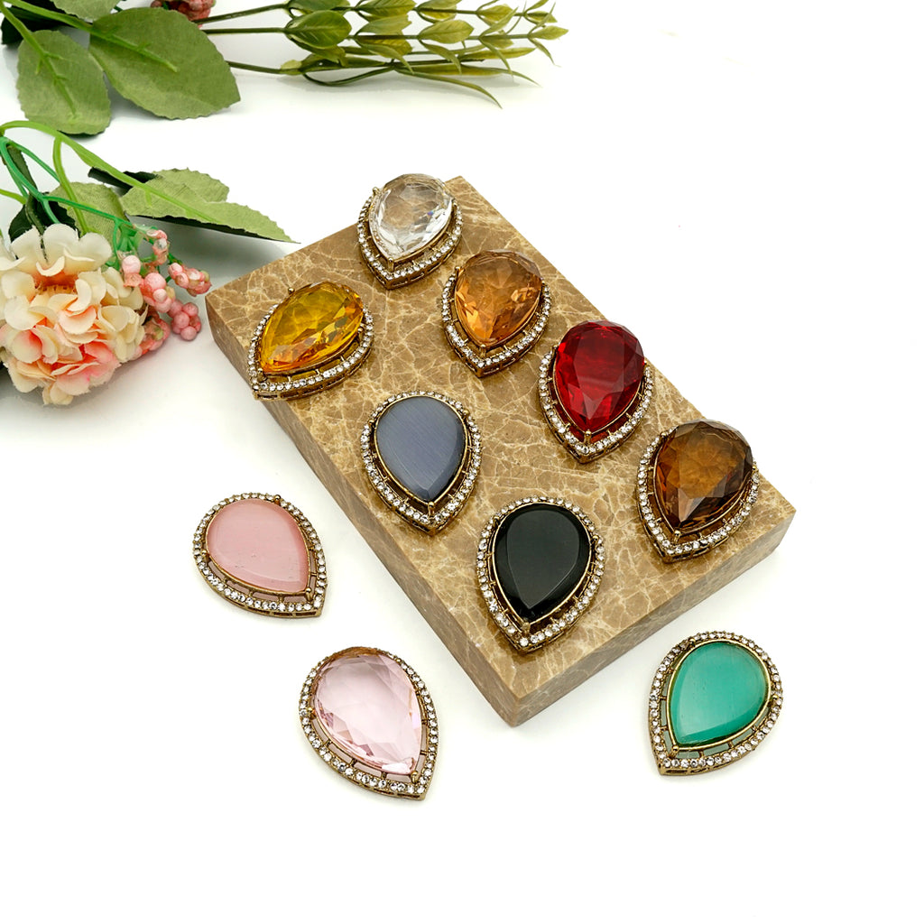 Gold Base Fancy Kundan Button