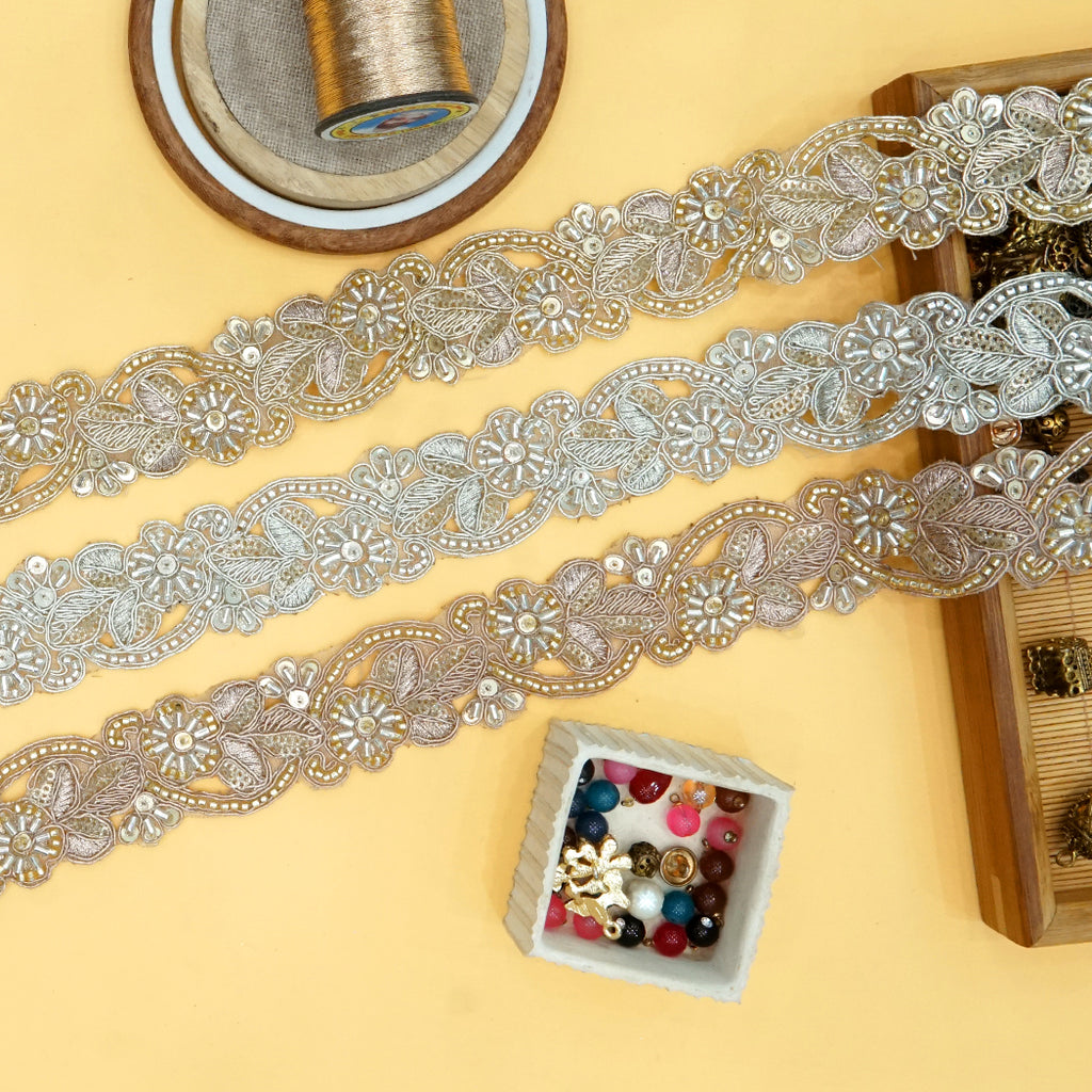 Fancy Glass Beads Sequence Lace