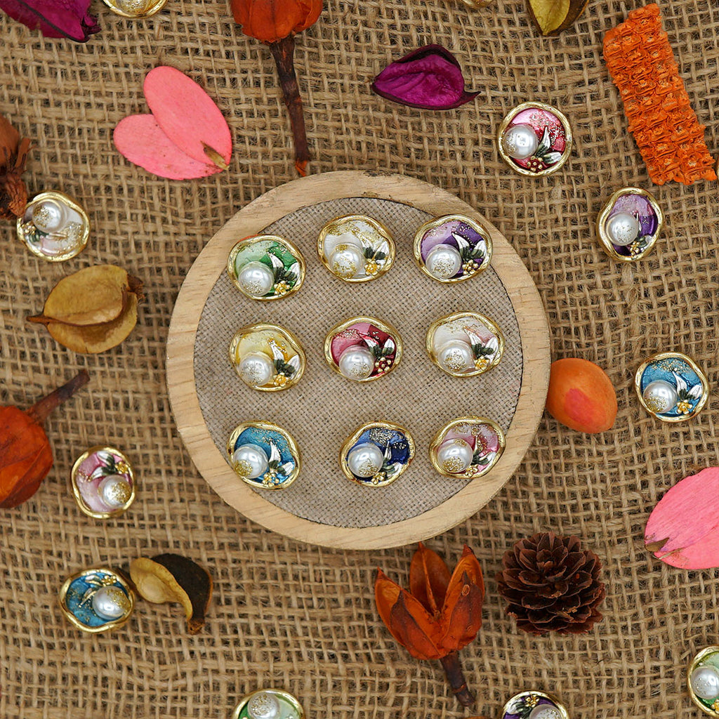 Gold Plated Blush Pearl Bloom Button