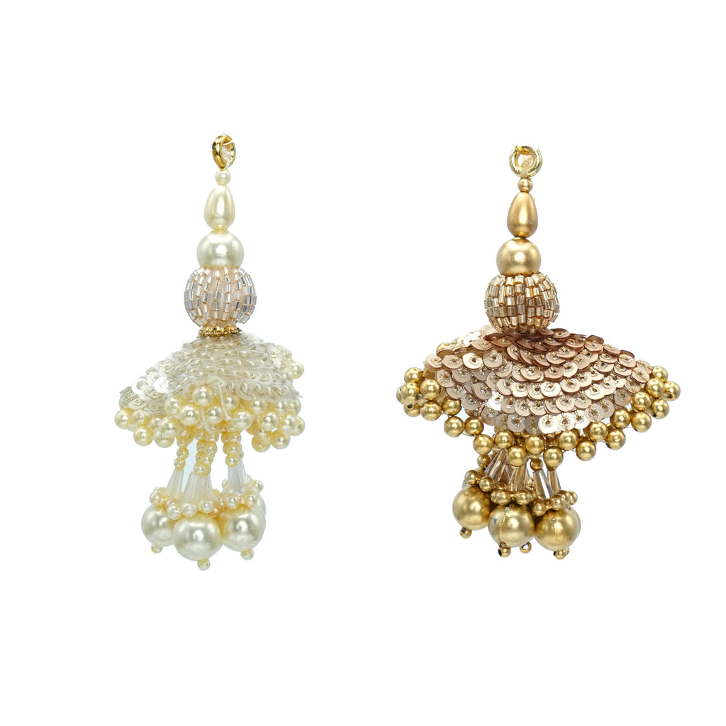 Fancy Cap Design Crystal & Pearl Tassel