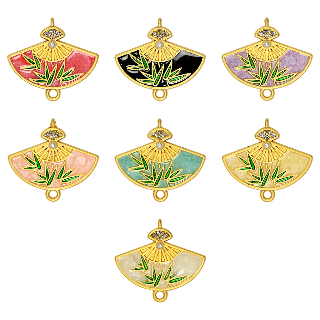 Enamel Coated Hand Fan Pendant